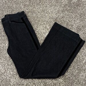 White House Black Market Rinse Wash Flare Jeans with Velvet Stripe